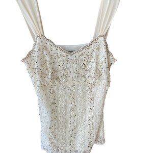 Ann Taylor Lace Sequined Lined Sleeveless Party Top, Size Small